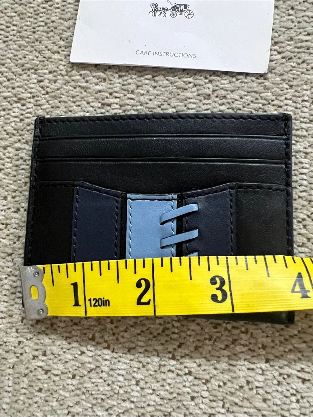 Coach Men's Black and Blue Leather Card Holder